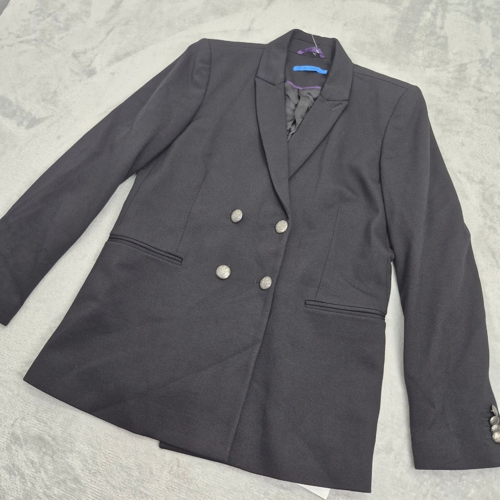 NWT J.McLaughlin Marlowe Womens Black Double Breasted Crest Blazer Jacket 6